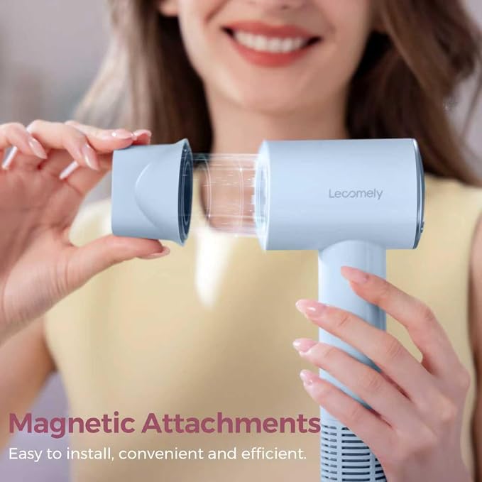 Dual Voltage Hair Dryer for Worldwide Travel, High-Speed Travel Hair Dryer for 5X Faster Drying, 200M Negative Ions, 0.69lb Portable Blow Dryer for Salon Results at Home & Abroad S4AT (Blue Dryer)