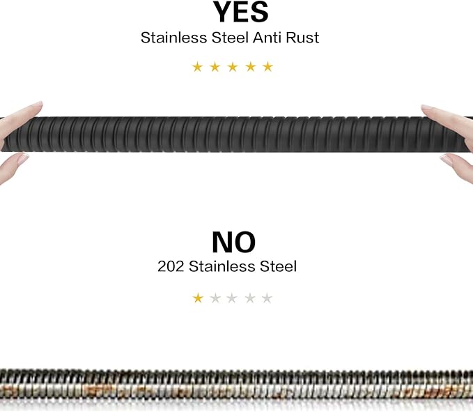 RUMOSE 79 inches Shower Hose Shower Head Extension Hose Extra Long Stainless Steel Shower Tube Attachment Flexible Handheld Shower Sprayer Hose, Matte Black