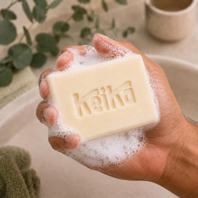 Keika Eucalyptus Soap Bar for Face & Body, Natural Refreshing Spa Bath & Shower Cleanser, 5 oz.