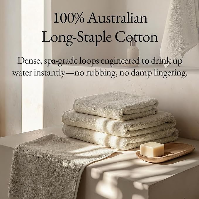 Italic Ultraplush 100% Australian Cotton Hand Towels - Set of 2 Luxury Hand Towels, Ultra Soft and Highly Absorbent 800GSM Towels for Bathroom,Shower, Hotel, and Spa (Sand)