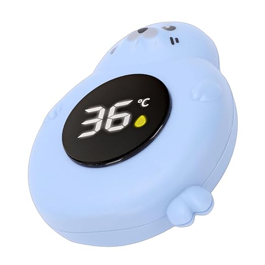 Zopsc Baby Bath Thermometer Cartoon Seal LED Digital Water Temperature Thermometer with LCD Display for Infant Toddler Bathtub Swimming Pool Safety (Blue)