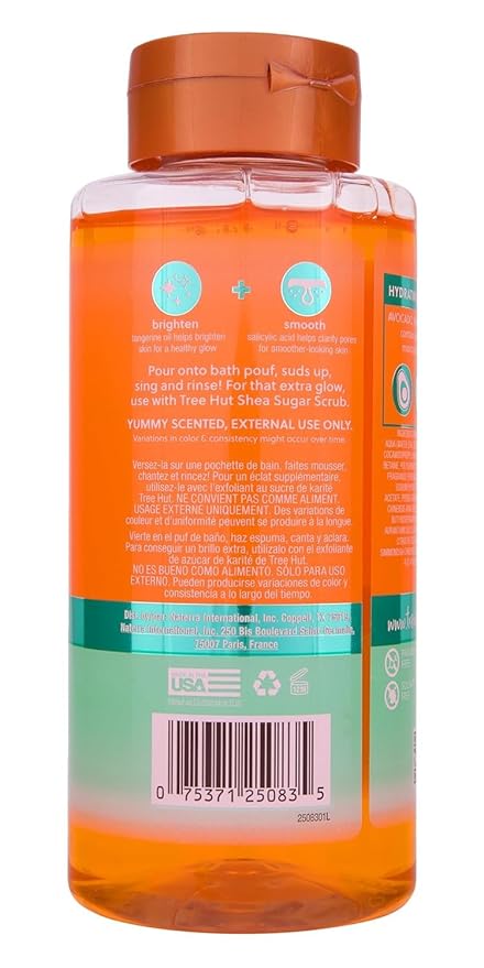 Tree Hut Tangerine Body Wash, Hydrating & Moisturizing Shower Gel with Shea Butter & Essential Oils, Soft Smooth Glowing Skin, Gentle Cleanser For All Skin Types, Self Care Gifts for Women, 18 Fl Oz