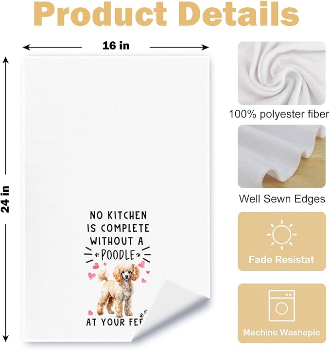 Poodle Funny Dog Dish Towels - A Kitchen is Not Complete Without A Poodle Dish Towel Weave Hand Towels for Home Bathroom Decor,Dog Lovers Gift,16×24 Inch