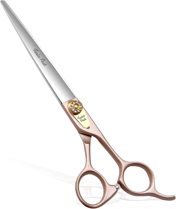 7.5'' Dog Straight Scissors for Grooming 440C Stainless Steel Rose Gold Professional Pet Trimming Scissors Sharp Blades Cutting for Dogs and Cats Shears