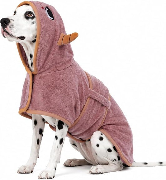 Dog Bathrobe Dog Drying Coat, Microfibre Material Fast Drying Super Absorbent Dog Bath Towel, Magic Sticker & Belly Strap, Dog Robes for After Bath Dog Bath Robe for Puppy Small Medium Large Dog Cat