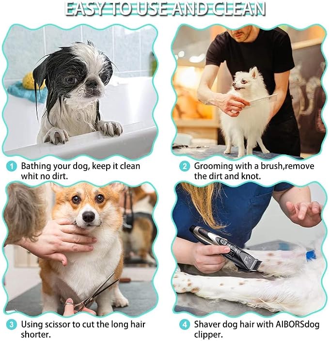 Pet Republique Cordless Dog Shaver Trimmer Kit - Hair Clippers for All Fur Type & All Size Dogs Cats and Pets