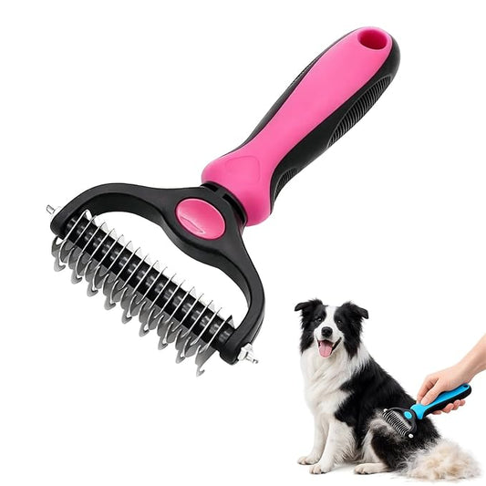 Professional Deshedding Tool Dogs & Cats - Gentle, Efficient & Fur, Pet Grooming Brush, Dog & Cat Grooming Tool，Pink：Large