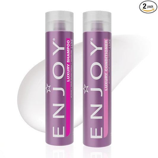 Enjoy Luxury Shampoo & Conditioner- Eliminates Frizz Cleansing Moisturizing Smoothing - Sulfate Free For Thick Coarse or Curly Hair (10.1 Fl Oz)