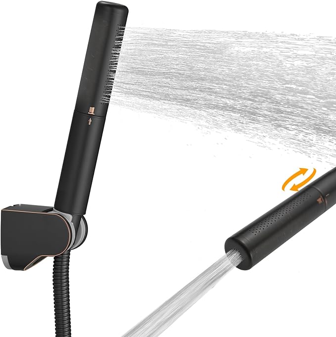 BESy Brass 2 In 1 Function Handheld Shower Head Set High Pressure 7 Inch Shower Head High Flow Hand Shower Wand with 59 Inch Hose, Bracket, Oil Rubbed Bronze