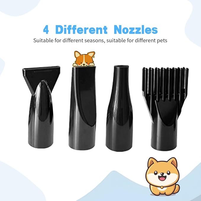 Dog Dryer,High Velocity Professional Dog Grooming Dryer,Adjustable Temperature and Speed with 4 Different Nozzles