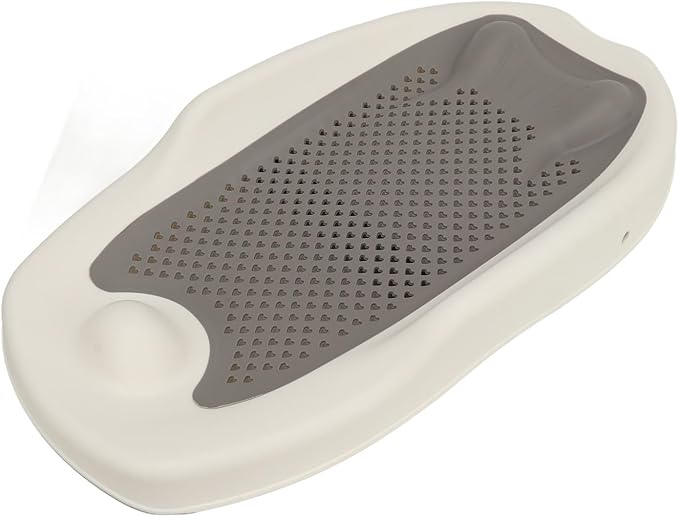 Baby Bath Support for Bathtub or Sink, Home Foldable Ergonomic Heart Shaped Sink, Rinse Tubs Hollow Pattern Infant Holder Rack Pink Bather Newborn to Toddler Tub with Three (Gray)