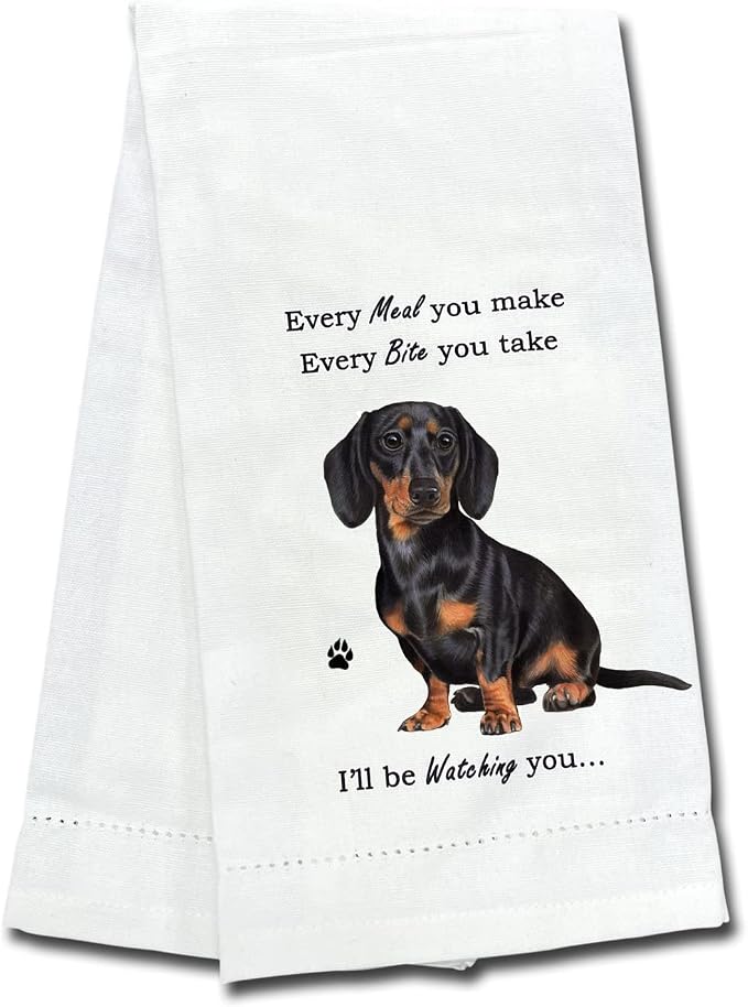 Black Dachshund Kitchen Towels - Soft, Highly Absorbent - Gifts for Pet Lovers - Reusable, Quick Drying - 100% Natural Cotton