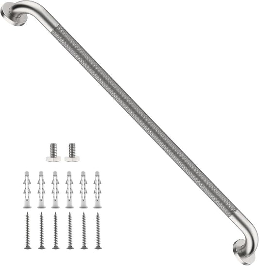 36 Inch Anti-Slip Grab Bar for Shower, ZUEXT Extra Long Stainless Steel Bathroom Safety Handle w/Knurled Grip, Wall Mounted Support Rail for Bathtub, Shower, Toilet Elderly Safety (Brushed Nickel)