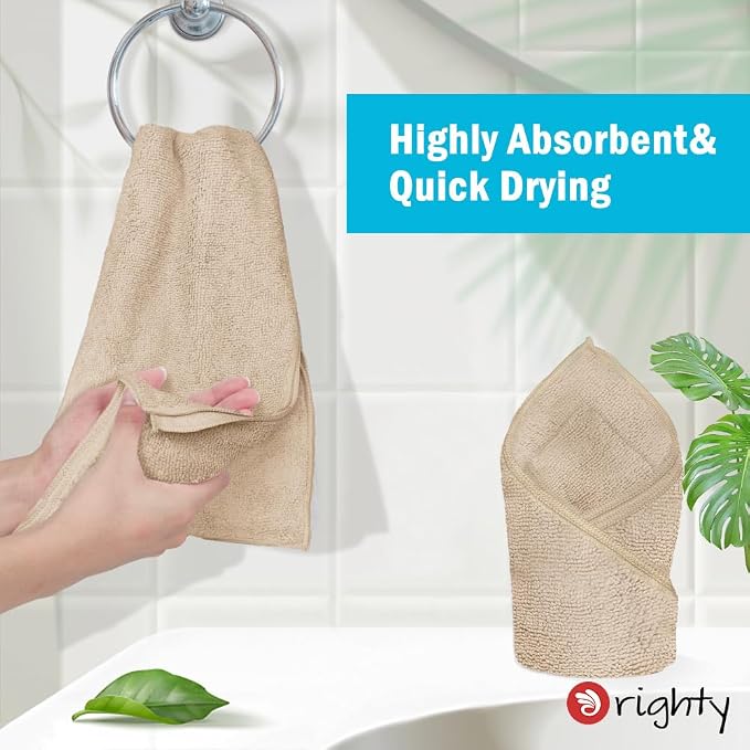Orighty 6 Pack Brown Hand Towels - Quick Drying & Absorbent Microfiber Gym Towels 16x28 inches - Lightweight & Thin White Yoga Towel - Multi-Purpose Camping Towel for SPA, Hotel & Bathroom