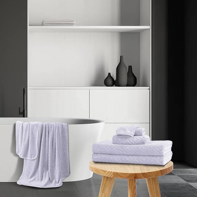 Ferdilan 4 Pack Bath Towels Extra Large 35"x 70"Highly Absorbent Quick Dry Bath Towels Oversized Microfiber Bath Sheets Soft Luxurious Towels for Bathroom Kitchen Spa Hotel Gym-Light Purple