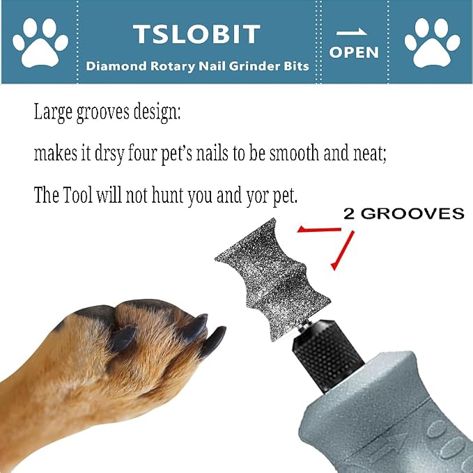 Diamond Dog Nail Grinder Bits Attachment,1/8'' Pet Nail Grinder Wheel for Dremel Dog Nail Grinder, Diamond Rotory Bit for Dogs&Pets Nail Care（Large B）
