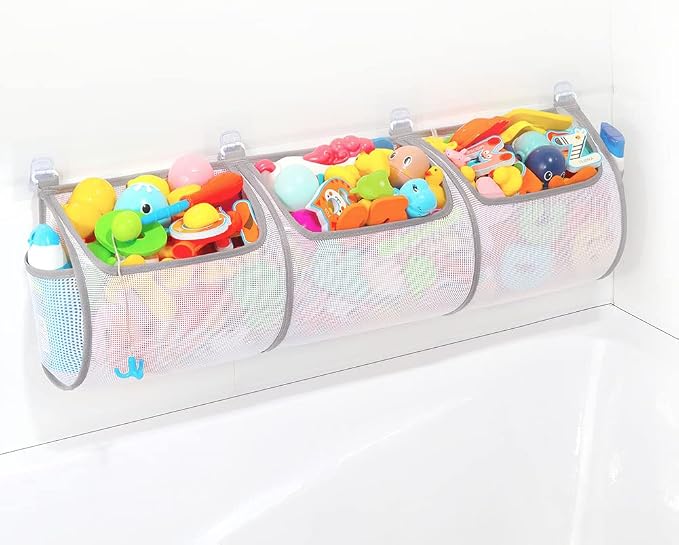 Ligereza Bathtub Toy Holder，Prevent Spots，Bath Toy Storage Bath Toys for Kids Ages 4-8 30“x8.7”Mesh Bath Toy Holder，let Baby Bath Toys Quick Drying