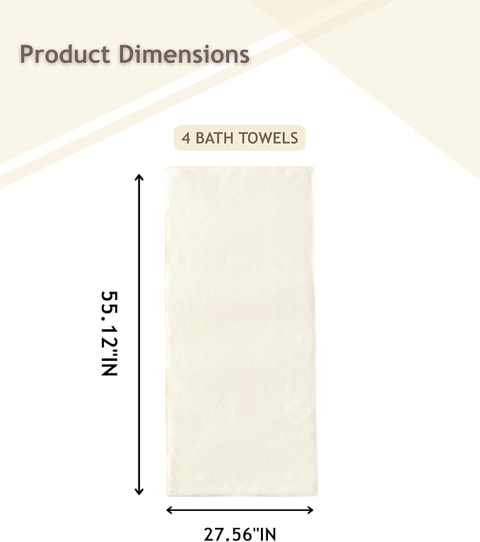 sakano 4-Piece Bath Towel Set,Quick-Dry Absorbent Lint Free & Launder Soft Coral Velvet Microfiber Towels for Bathing, Fitness, Spa, and Guest Use -White, 28 x 55 inches