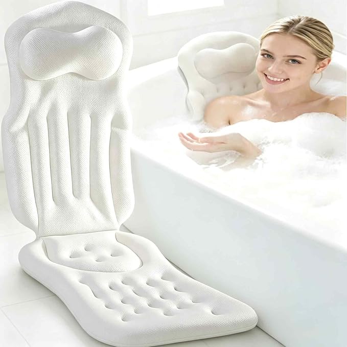 Bath Pillows for Tub Full Body, Luxury Bathtub Pillow Cushion, Bubble Bath Mat for Tub Spa