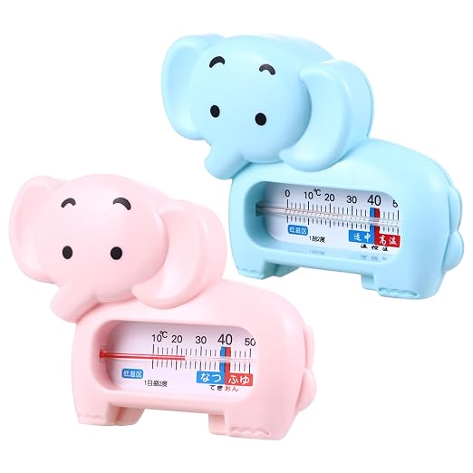 LIFKOME 2pcs Cartoon Elephant Bath Thermometer for Accurate Water Measurement and Safe for Bathing and Colors