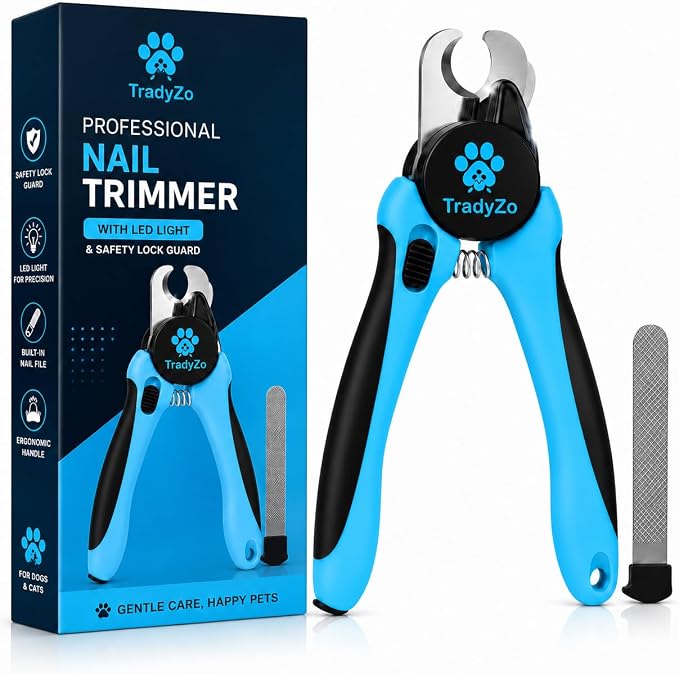 LED Dog Nail Clippers with Light, Pet Nail Trimmer for Dogs & Cats, Sharp Toenail Clipper with Quick Sensor, Thick Claw Cutter for Large, Small & Puppy Pets, Grooming Tool