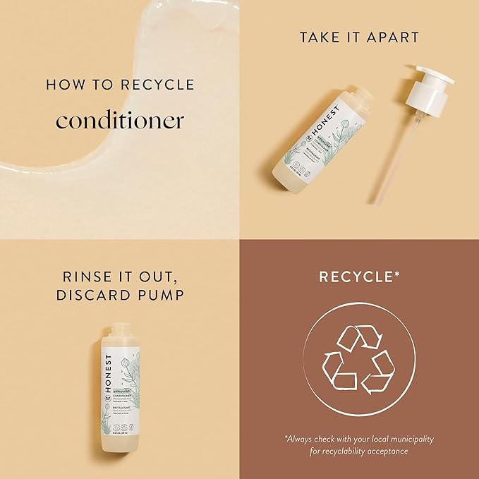 The Honest Company Silicone-Free Conditioner, Gentle, Hypoallergenic, Naturally Derived Ingredients, Fragrance-Free for Sensitive Skin, 10 fl oz
