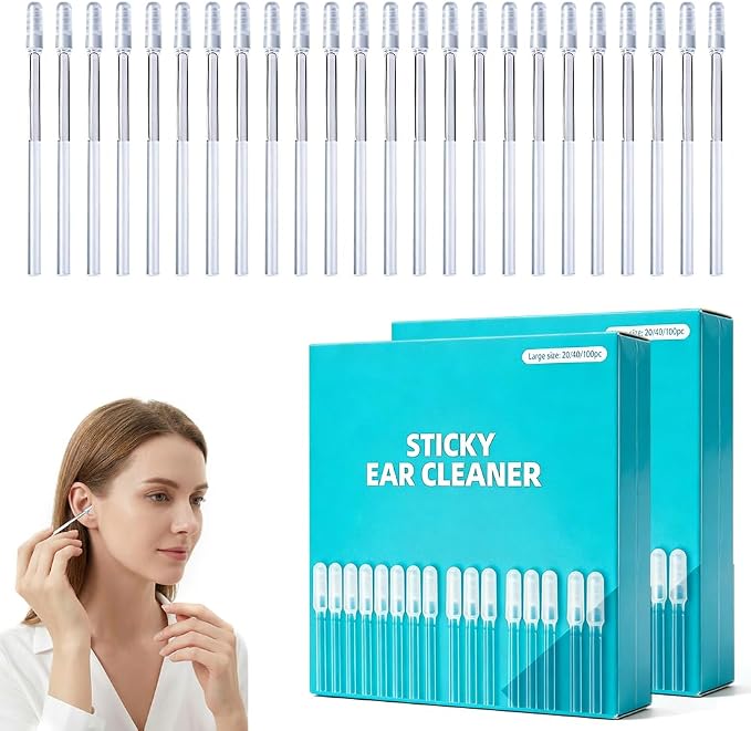 Sticky Ear Cleaning Stick, 2026 Upgrad Ear Wax Removal Tool for Adults (48pcs, Large) | Sticky Ear Cleaner Picks with Soft Rubber Head, Washable Reusable Adhesive Earwax Cleaning Tools for Daily Ear Care