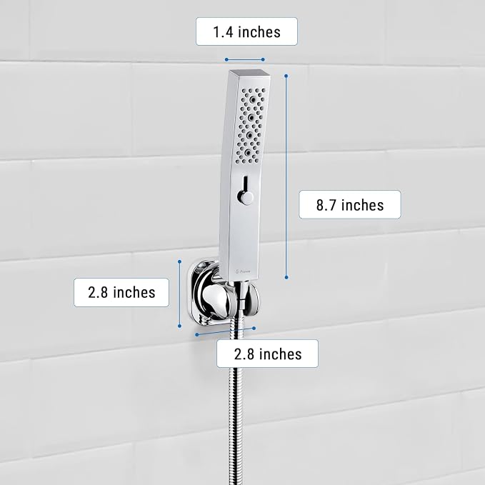 G-Promise All Metal 3 Function Handheld Shower Head Build-in Massage Mode, with 70 Inch Stainless Steel Shower Hose Extra Long and Dual Purpose Hand Held Holder, Slide Adjustment Mode, Chrome