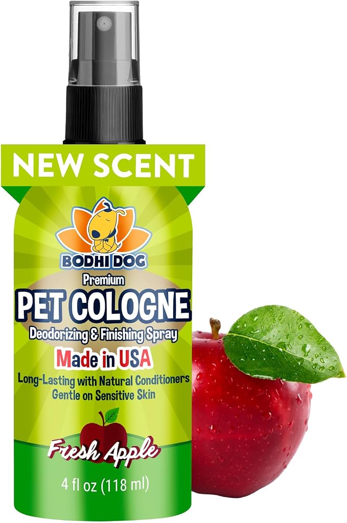 Bodhi Dog Premium Dog Cologne - Deodorizing Dog Perfume & Conditioner for Dogs & Cats - Natural Long Lasting Spray - Keeps Pets Fresh All Day - Gentle & Safe Formula, Made in USA (Fresh Apple 4 Fl Oz)