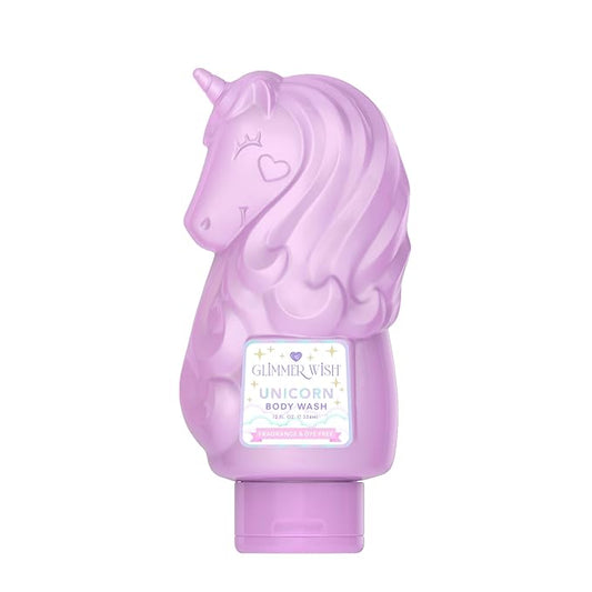 Glimmer Wish Fragrance Free and Dye Free Kids Body Wash for Sensitive Skin, Plant Based Cleansers, Organic Botanicals and Pro-Vitamin B5, 12 Fl Oz (Unicorn)