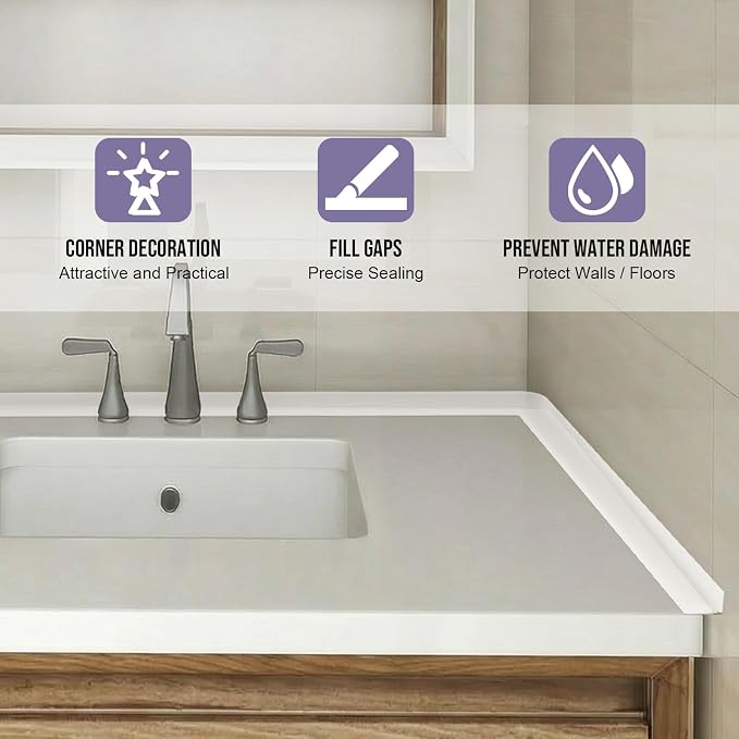Shower Threshold Water Dam Barrier - Versatile, Silicone Shower Water Guard Stopper Seal Strip for Bathroom Floor, Bathtub Rim, Kitchen Countertop (Transparent, 59 In/ 1.5M)