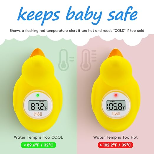 b&h Digital Duckling Baby Bath Thermometer, Infant Safe Floating Water Temperature Thermometer and Baby Bath Time Toy – Easy to Read Display | BPA-Free