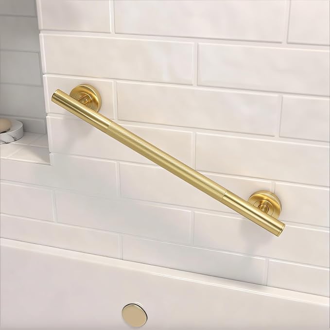 Lava Odoro Gold Shower Grab Bars, 3 Pack Stainless Steel Bathroom Safety Grab Bar 36" 24" 18", Upgrade Anti-Slip Knurling Shower Grab for Bathtub, Shower Handle for Elderly and Handicap, ADA Compliant
