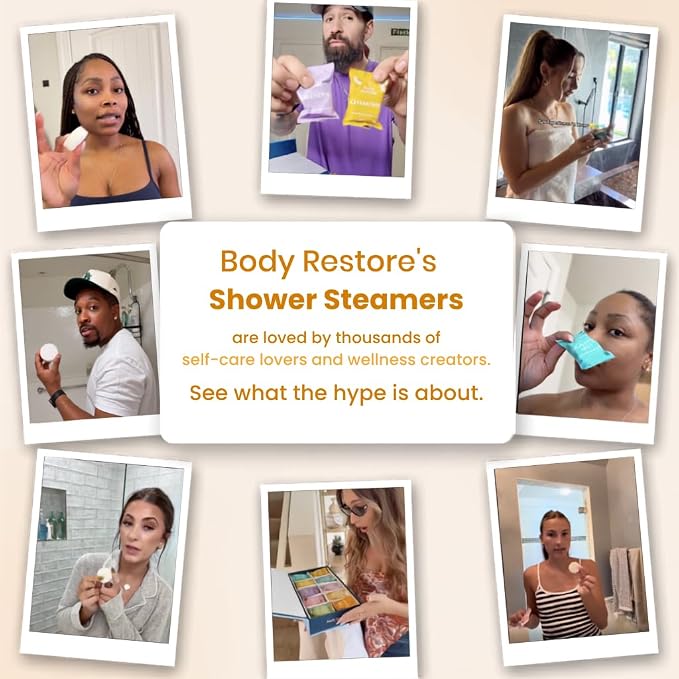 BodyRestore Shower Steamers Aromatherapy, Gifts for Men, Energize 6 Pack | Birthday Gifts for Women, Men, Mom & Dad, Spa Stress Relief & Relaxation, Self Care, Essential Oil Tablets