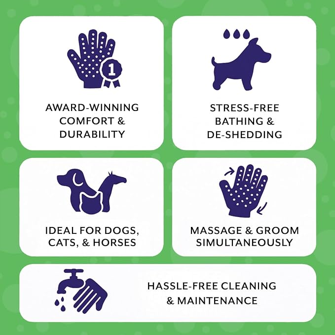 H HANDSON Pet Grooming Gloves - Patented #1 Ranked, Award Winning Shedding, Bathing, & Hair Remover Gloves - Gentle Brush for Cats, Dogs, and Horses (Grey, X-Large)