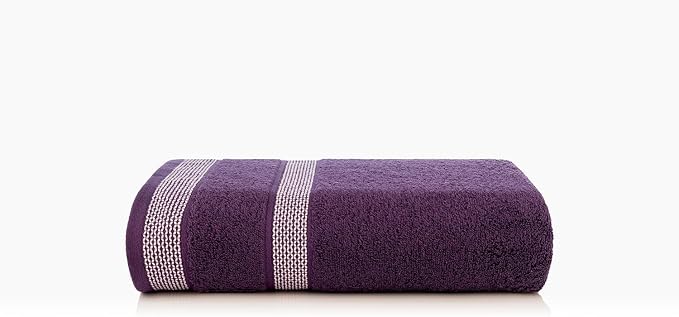 CASA COPENHAGEN Solitaire 6Pcs 100% Egyptian Cotton Large Designer Towels Gift Set- Black - Dark Purple, 600GSM, 2Bath 2Hand 2Washcloths, Bath Towels for Bathroom Set for Women & Men