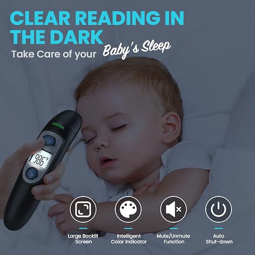 Infrared Thermometer for Adults,Forehead and Ear Thermometer for Fever, Babies, Children, Adults, Indoor and Outdoor Use