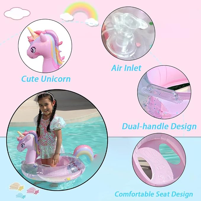 AIYUENCICI Baby Swimming Float, Inflatable Floatie Raft with Handle, Children Waist Float Ring Kids Water Pool Beach Party Toys, Toddler Swim Ring 8-48 Months
