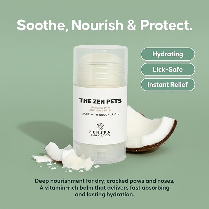 ZenSpa 4-in-1 Dog Spa Kit | Oatmeal Shampoo, Conditioner, Paw Cleaner and Nose Balm | Hypoallergenic Natural Formula for Sensitive Skin | All Breeds and Puppies