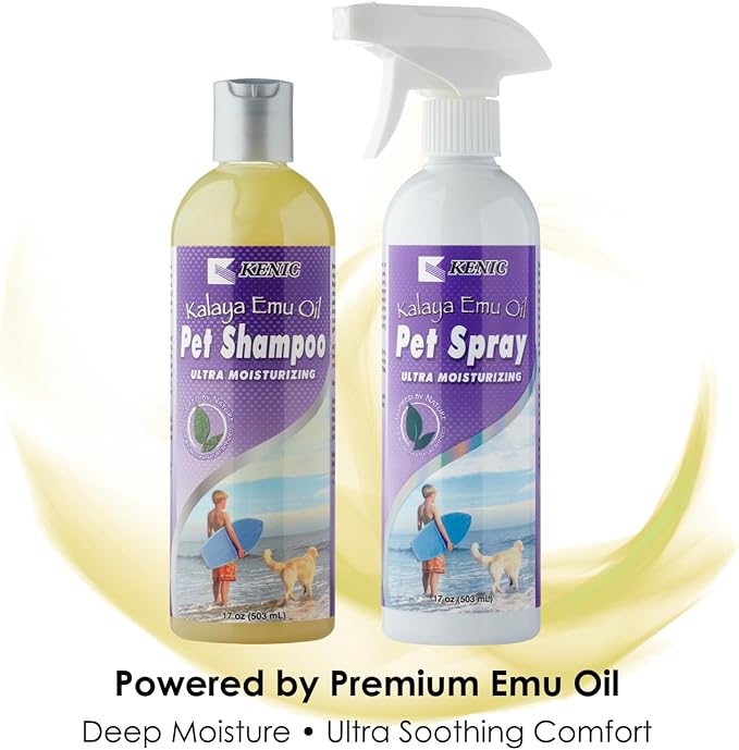 Kenic Premium Emu Oil Anti-Itch Dog & Cat Shampoo – Deep Moisture,Instant Relief for Dry, Irritated Skin, Natural Healing & Soothing Formula, Made in USA