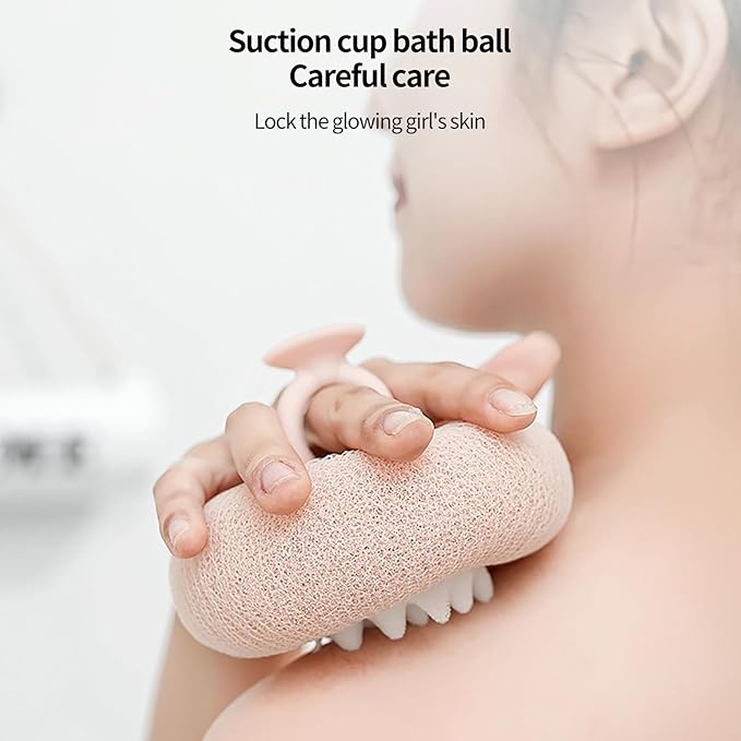 2-in-1 Sunflower Shower Sponge with Suction Cup | Exfoliating Bath Sponge for Soft Skin | Hypoallergenic & Eco-Friendly Body Scrubber for Spa-Like Luxury (Off White)