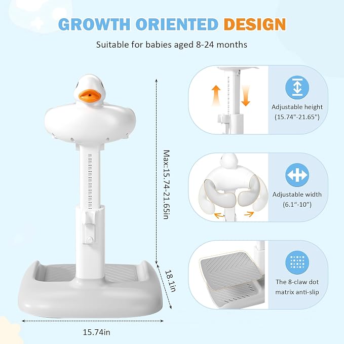 Adjustable Height Baby Shower Stand with Anti-Slip Base, Bath Shower Standing Support, Portable Bath Helper