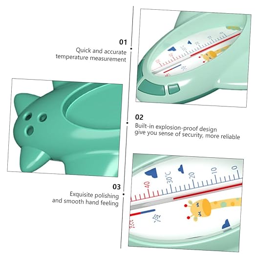 Portable Bath Thermometer Cartoon Plane Floating Water Temperature Tool Green for Newborn Safety and Accurate Readings