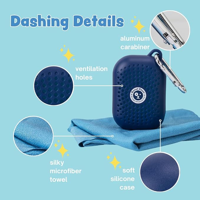 Portable Dog Paw Towel, Lightweight & Super Absorbent Microfiber, Clips onto Leash, Quick Drying Towel for Dogs Paws with Silicone Case, Dry Dog’s Paws on The Go - Large - Newport Navy