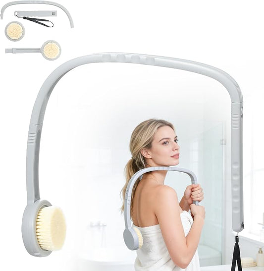 31" Back Bath Brush for Shower with U-Shaped Long Handle, Curved Handled Back Sponge Washer, Back Scrubber for Shower for Men, Women, Elderly, Frozen Shoulder, Adaptive Equipment for Shower