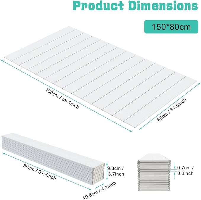 Foldable Bathtub Cover, Foldable PVC Tray - Waterproof Insulation Lid, Shutter Fits Most Standard Bathtubs, Holds Tablet, Wine Glass & Phone 150 x 80cm