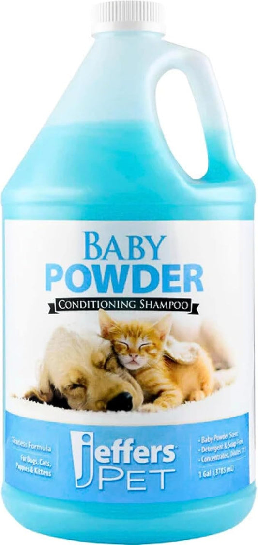 Jeffers Baby Powder Scent Conditioning Shampoo for Dogs, Cats, Puppies & Kittens – Gentle, Soap Free Formula with Natural Oils – Odor Eliminating, Safe Coat Care, Hypoallergenic Pet Shampoo, 1 Gal