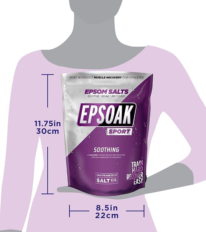 Epsoak Sport Epsom Salt 5 lb. USP Magnesium Sulfate with Lavender Scent Resealable Epsom Salt Bag, Made in The USA, Cruelty-Free Certified