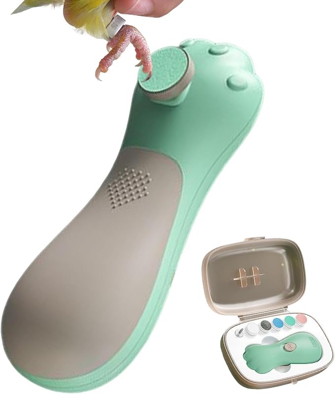 Parrot Claw Sharpener - ABS, Electric Bird Nail Grinder Beak Trimming Tool | Multi Functional Pet Nail Care Device with 6 Heads, Portable Quiet Design for Birds Home Cage Use