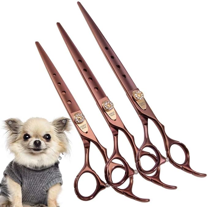 Dog Grooming Scissors Pet Cutting Scissors Professional Dog Scissors for Grooming Shears for Dogs and Cats 440C Japanese Stainless Steel Pet Trimming Shear Edge Scissors(7.5'')